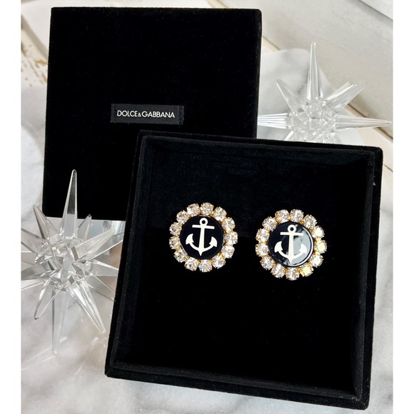 Dolce & Gabbana Couture Rare Crystal Anchor Clip-On Earrings - Picture 3 of 13